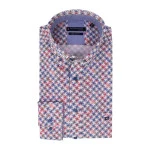 Giordano Stretch Shirt | Framboos Blauw Print | www.pietkoopmans.nl