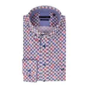 Giordano Stretch Shirt | Framboos Blauw Print