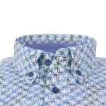 Giordano Stretch Shirt | Groen Blauw Print | www.pietkoopmans.nl