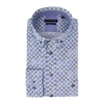 Giordano Stretch Shirt | Groen Blauw Print | www.pietkoopmans.nl