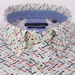 Giordano Stretch Shirt | Rood Khaki Print | www.pietkoopmans.nl