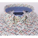 Giordano Stretch Shirt | Rood Khaki Print | www.pietkoopmans.nl