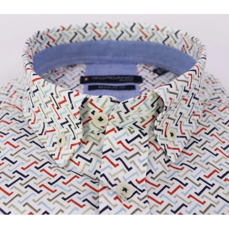 Giordano Stretch Shirt | Rood Khaki Print | www.pietkoopmans.nl