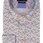 Giordano Stretch Shirt | Rood Khaki Print | www.pietkoopmans.nl