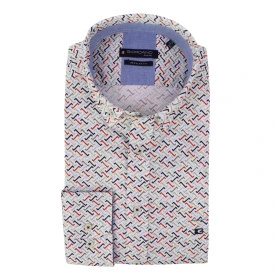 Giordano Stretch Shirt | Rood Khaki Print