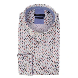 Giordano Stretch Shirt | Rood Khaki Print