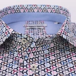 Giordano Stretch Shirt | Magenta Blauw Print | www.pietkoopmans.nl