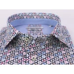 Giordano Stretch Shirt | Magenta Blauw Print | www.pietkoopmans.nl