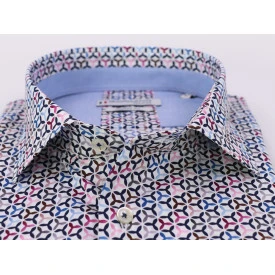 Giordano Stretch Shirt | Magenta Blauw Print
