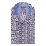 Giordano Stretch Shirt | Magenta Blauw Print | www.pietkoopmans.nl