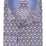 Giordano Stretch Shirt | Magenta Blauw Print | www.pietkoopmans.nl