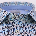 Giordano Stretch Shirt | Aqua Blauw Print | www.pietkoopmans.nl