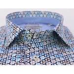 Giordano Stretch Shirt | Aqua Blauw Print | www.pietkoopmans.nl