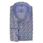 Giordano Stretch Shirt | Aqua Blauw Print | www.pietkoopmans.nl