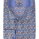 Giordano Stretch Shirt | Aqua Blauw Print | www.pietkoopmans.nl