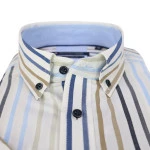 Giordano Overhemd Korte Mouw | Jeans Blauw Gestreept | www.pietkoopmans.nl