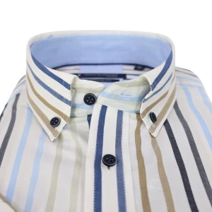Giordano Overhemd Korte Mouw | Jeans Blauw Gestreept