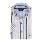Giordano Overhemd Korte Mouw | Jeans Blauw Gestreept | www.pietkoopmans.nl