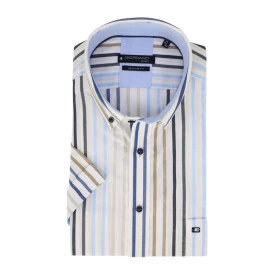 Giordano Overhemd Korte Mouw | Jeans Blauw Gestreept