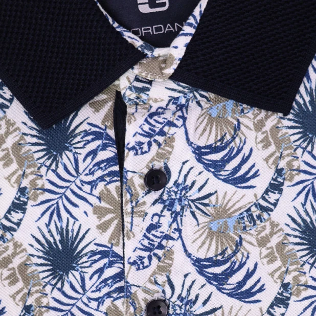 Giordano Polo | Khaki Bladeren Print | www.pietkoopmans.nl
