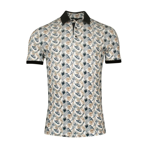 Giordano Polo | Khaki Bladeren Print | www.pietkoopmans.nl