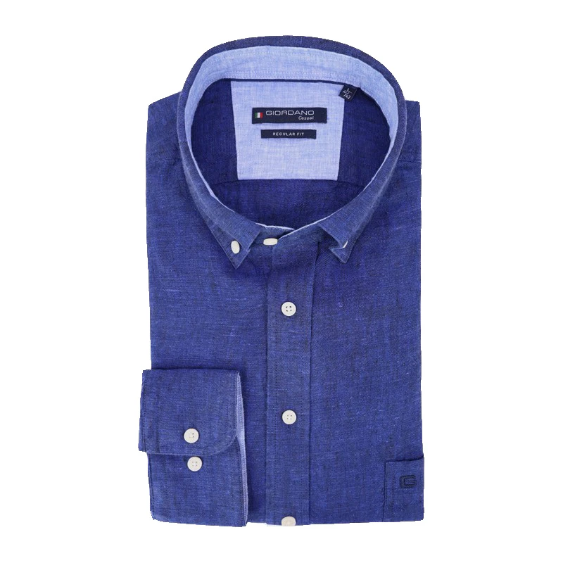 Giordano Linnen Shirt | Blauw | www.pietkoopmans.nl
