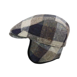 Göttmann Flatcap Jackson Oorkleppen | Taupe Geruit
