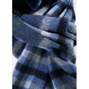 John Hanly Shawl Merino | Jeans Blauw Raf Ruit