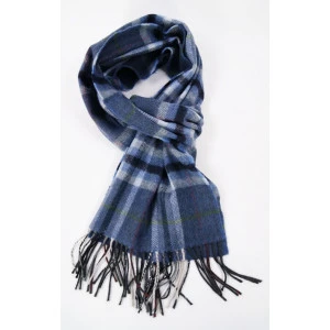 John Hanly Shawl Merino | Jeans Blauw Raf Ruit