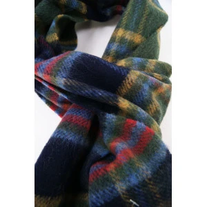 John Hanly Shawl Wol Geweven | Geel Navy Geruit