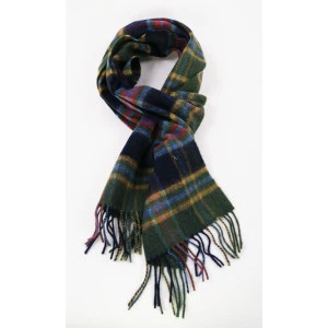 John Hanly Shawl Wol Geweven | Geel Navy Geruit