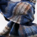 John Hanly Shawl Wol Geweven | Brique Blauw Geblokt | www.pietkoopmans.nl
