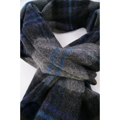 John Hanly Shawl Wol Geweven | Grijs Antra Geruit| www.pietkoopmans.nl