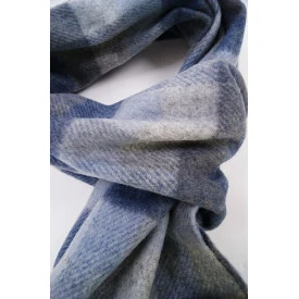 John Hanly Shawl Wol Geweven | Lichtblauw Blauw Geruit