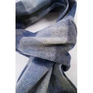 John Hanly Shawl Wol Geweven | Lichtblauw Blauw Geruit