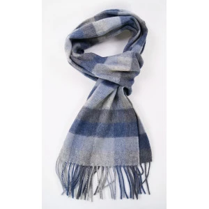 John Hanly Shawl Wol Geweven | Lichtblauw Blauw Geruit