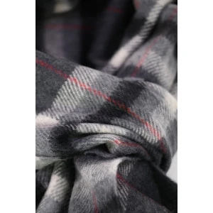 John Hanly Sjaal Merino | Grijs Rood Geruit