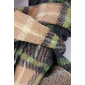 John Hanly Sjaal Merino | Groen Camel Geruit