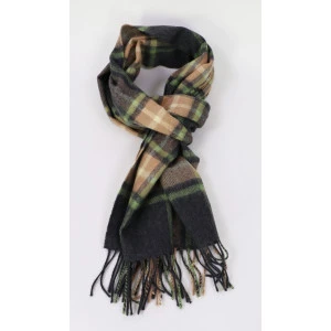 John Hanly Sjaal Merino | Groen Camel Geruit
