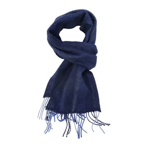 John Hanly Shawl | Marine Blauw Visgraat 