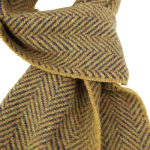 John Hanly Shawl | Geel Aubergine Visgraat 