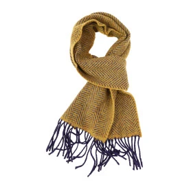 John Hanly Shawl | Geel Aubergine Visgraat 