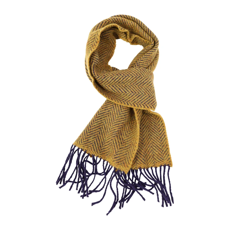 John Hanly Shawl | Geel Aubergine Visgraat | www.pietkoopmans.nl