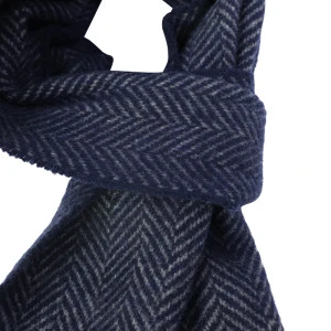 John Hanly Shawl | Marine Grijs Visgraat 