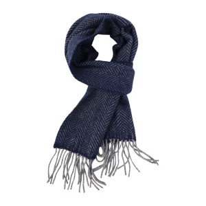 John Hanly Shawl | Marine Grijs Visgraat 