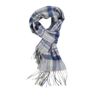 John Hanly Shawl Merino | Lichtgrijs Blauw Geruit