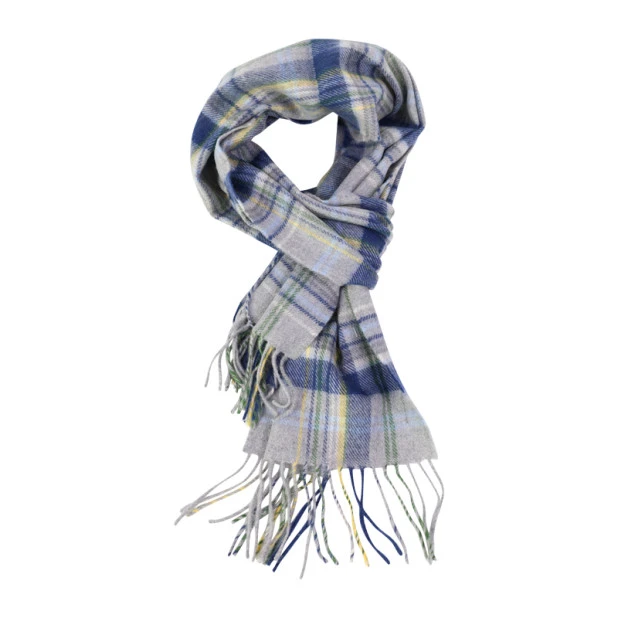 John Hanly Shawl Merino | Lichtgrijs Blauw Geruit | www.pietkoopmans.nl