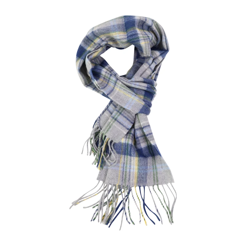 John Hanly Shawl Merino | Lichtgrijs Blauw Geruit | www.pietkoopmans.nl