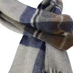 Dante Kasjmier Sjaal | Greige Blauw Geblokt | www.pietkoopmans.nl