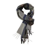 Dante Kasjmier Sjaal | Greige Blauw Geblokt | www.pietkoopmans.nl